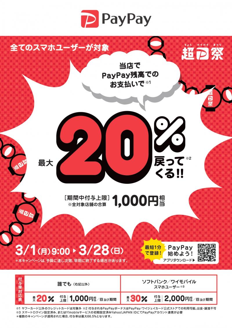 【ポスターデータ】超PayPay祭 最大1,000円相当 20戻ってくるキャンペーン_page-0001