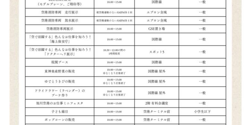 2023「空の日旭川空港まつり」イベント一覧 (3)